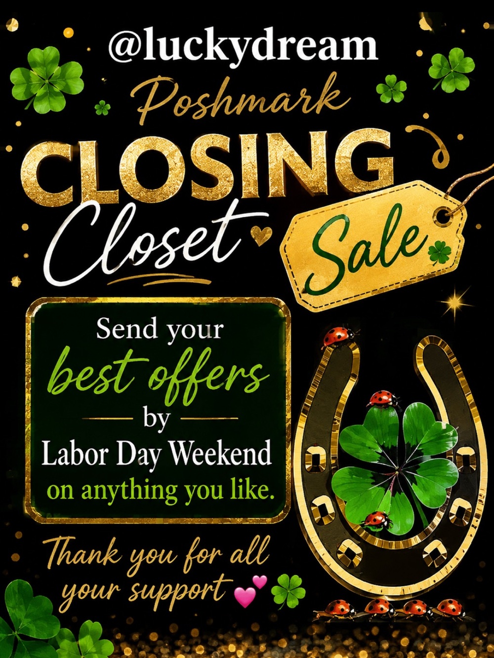 Posh Closing Closet Sale Send your best offers by Labor Day Weekend Tysm